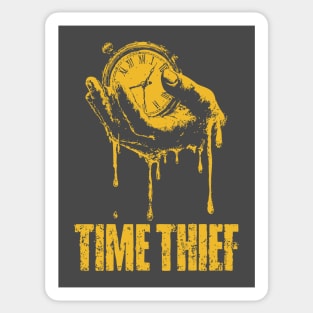 Time Thief Melting Clock Shirt for Burnouts & Existential Thinkers Sticker